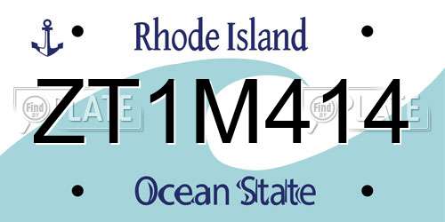 ZT1M414 Rhode Island License Plate