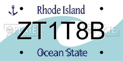ZT1T8B Rhode Island License Plate