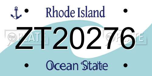 ZT20276 Rhode Island License Plate