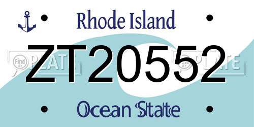 ZT20552 Rhode Island License Plate