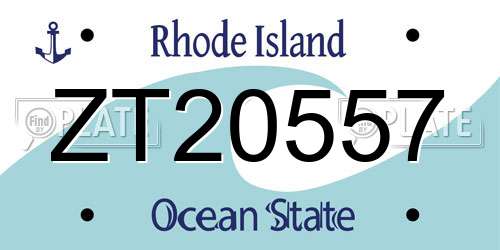ZT20557 Rhode Island License Plate