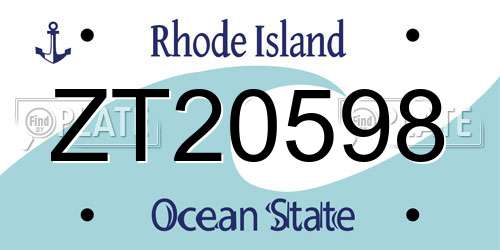 ZT20598 Rhode Island License Plate