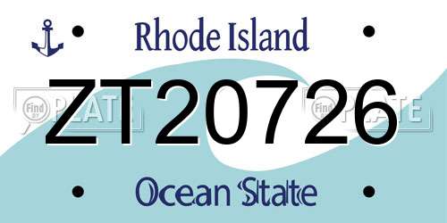 ZT20726 Rhode Island License Plate