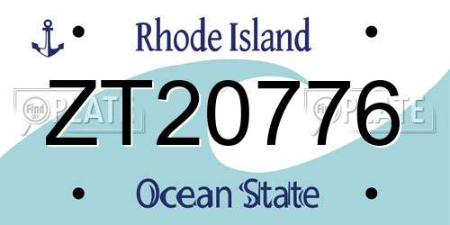 ZT20776 Rhode Island License Plate
