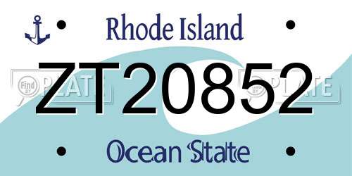 ZT20852 Rhode Island License Plate