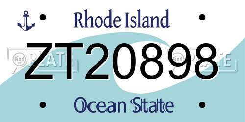ZT20898 Rhode Island License Plate