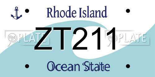 ZT211 Rhode Island License Plate