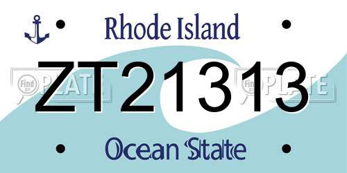 ZT21313 Rhode Island License Plate