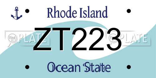 ZT223 Rhode Island License Plate