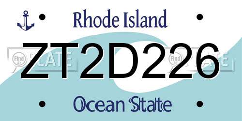 ZT2D226 Rhode Island License Plate