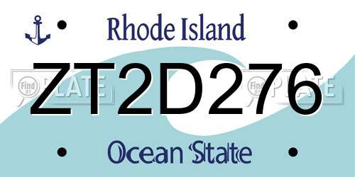 ZT2D276 Rhode Island License Plate
