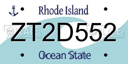 ZT2D552 Rhode Island License Plate