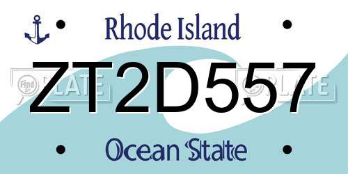 ZT2D557 Rhode Island License Plate