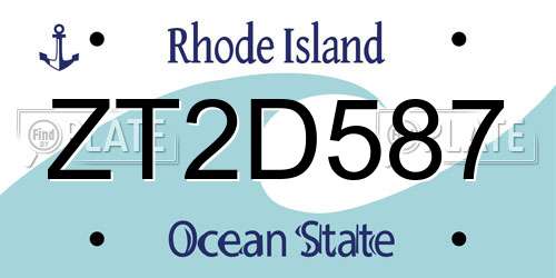 ZT2D587 Rhode Island License Plate