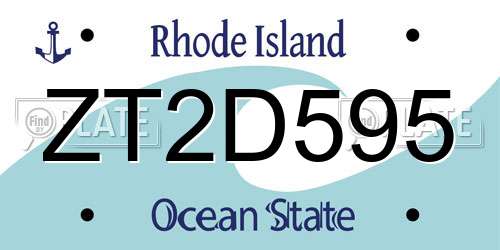 ZT2D595 Rhode Island License Plate