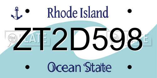 ZT2D598 Rhode Island License Plate