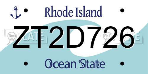 ZT2D726 Rhode Island License Plate