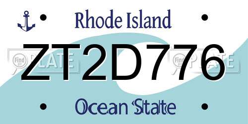 ZT2D776 Rhode Island License Plate