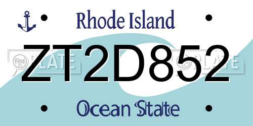 ZT2D852 Rhode Island License Plate