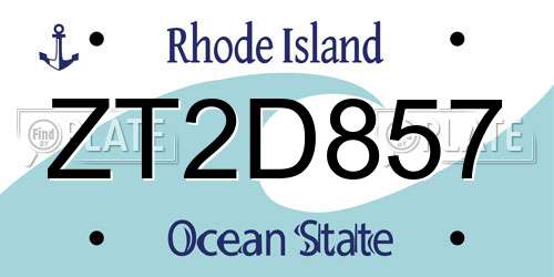 ZT2D857 Rhode Island License Plate