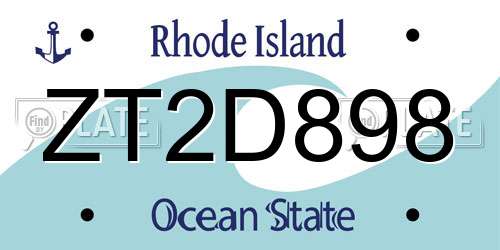 ZT2D898 Rhode Island License Plate