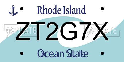 ZT2G7X Rhode Island License Plate