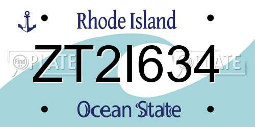ZT2I634 Rhode Island License Plate