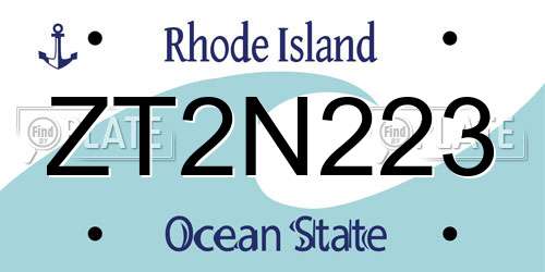 ZT2N223 Rhode Island License Plate