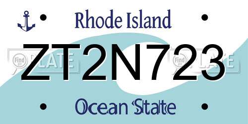 ZT2N723 Rhode Island License Plate