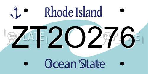 ZT2O276 Rhode Island License Plate