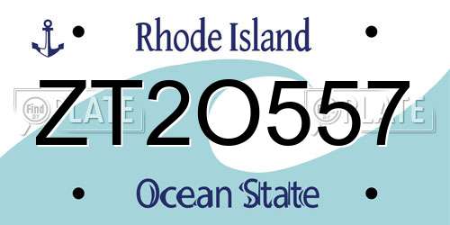 ZT2O557 Rhode Island License Plate