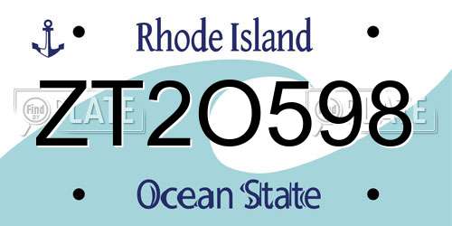 ZT2O598 Rhode Island License Plate