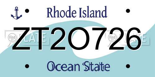 ZT2O726 Rhode Island License Plate