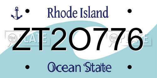 ZT2O776 Rhode Island License Plate