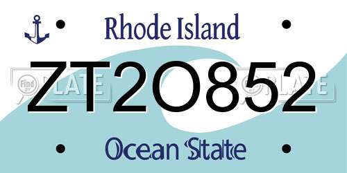 ZT2O852 Rhode Island License Plate