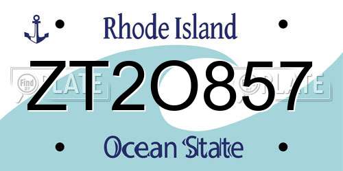 ZT2O857 Rhode Island License Plate