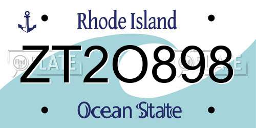ZT2O898 Rhode Island License Plate