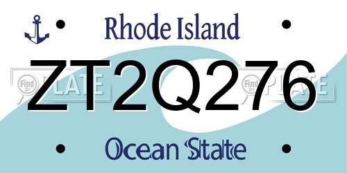 ZT2Q276 Rhode Island License Plate