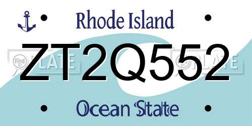 ZT2Q552 Rhode Island License Plate
