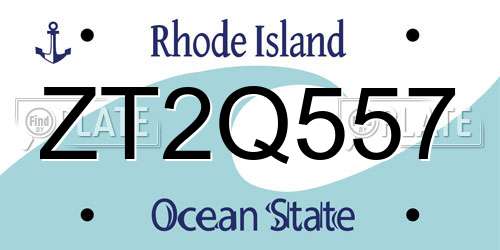 ZT2Q557 Rhode Island License Plate