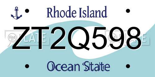 ZT2Q598 Rhode Island License Plate