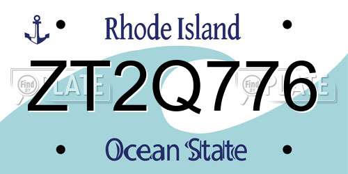 ZT2Q776 Rhode Island License Plate