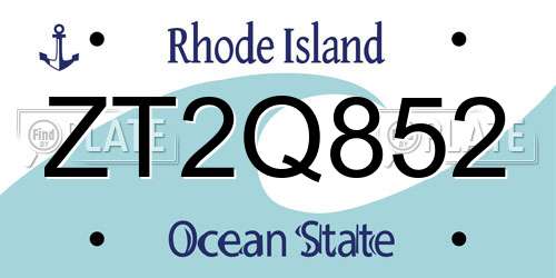 ZT2Q852 Rhode Island License Plate