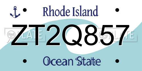 ZT2Q857 Rhode Island License Plate