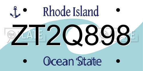 ZT2Q898 Rhode Island License Plate