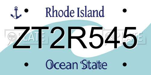 ZT2R545 Rhode Island License Plate
