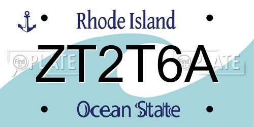 ZT2T6A Rhode Island License Plate