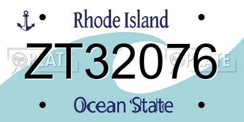 ZT32076 Rhode Island License Plate