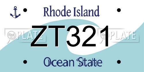 ZT321 Rhode Island License Plate