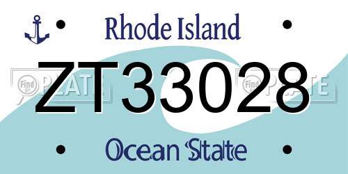ZT33028 Rhode Island License Plate